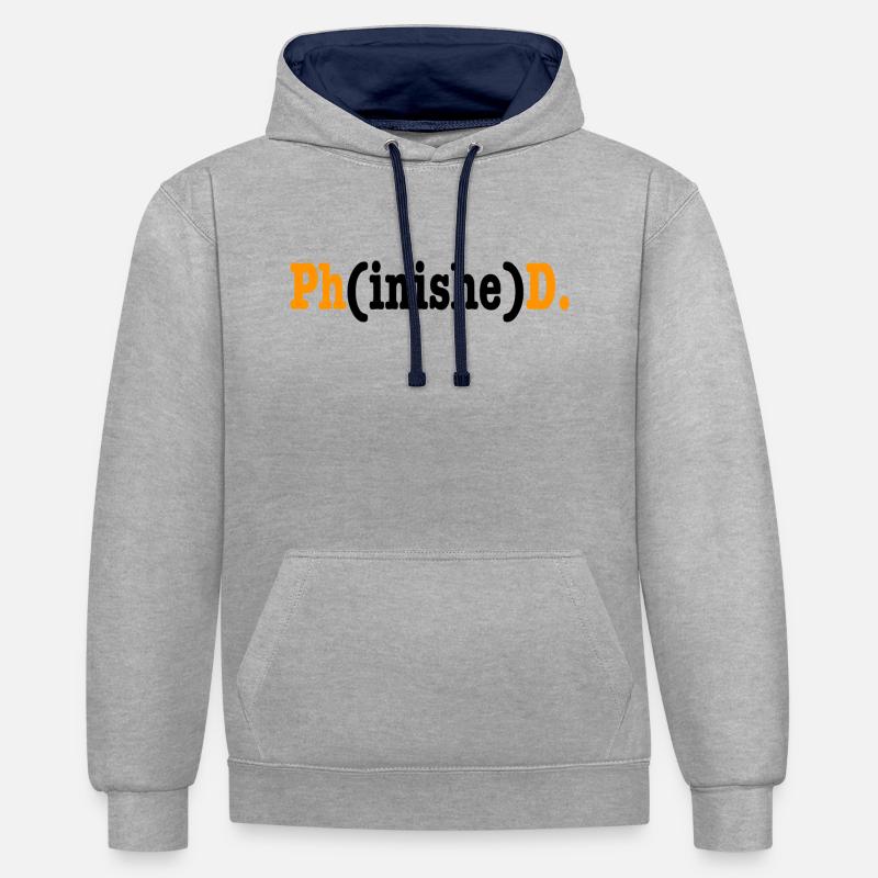 Phinished Phd Student Geschenk - Kontrast-Hoodie - Grau meliert/Navy