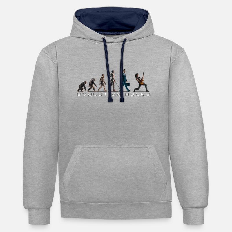 Evolution Guitariste - Sweat à capuche contrasté - gris chiné/bleu marine