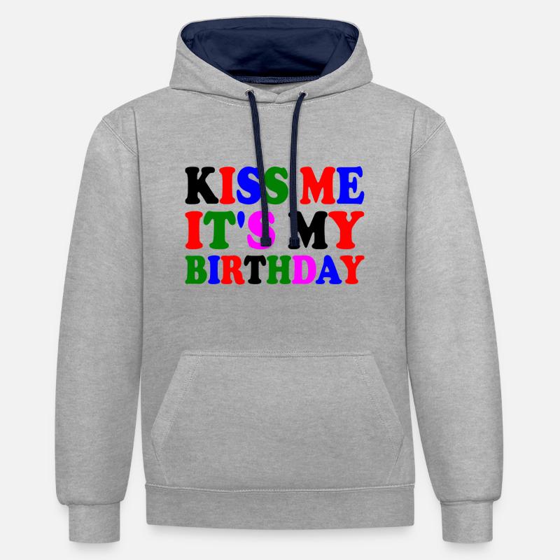 Its my birthday - Sweat à capuche contrasté - gris chiné/bleu marine