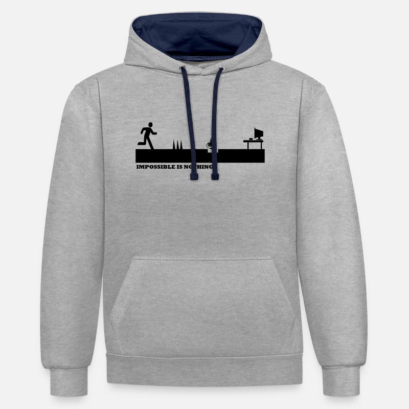 Impossible Is Nothing - Sweat à capuche contrasté - gris chiné/bleu marine