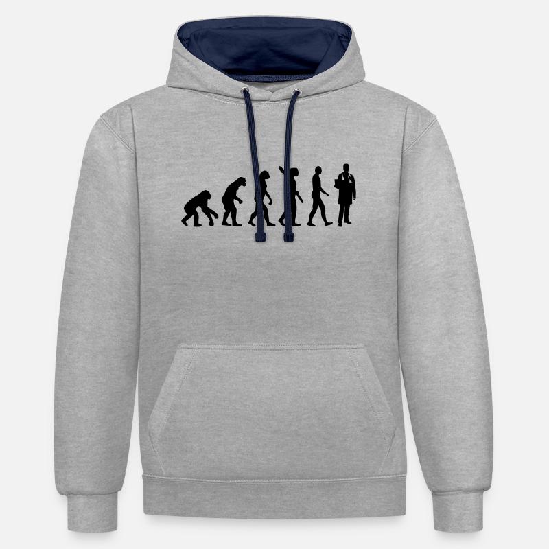 Évolution Docteur - Sweat à capuche contrasté - gris chiné/bleu marine