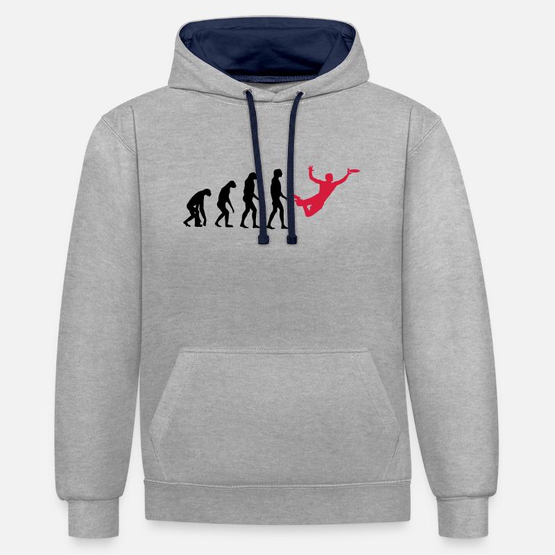 Ultimate Frisbee Evolution - Kontrast-Hoodie - Grau meliert/Navy