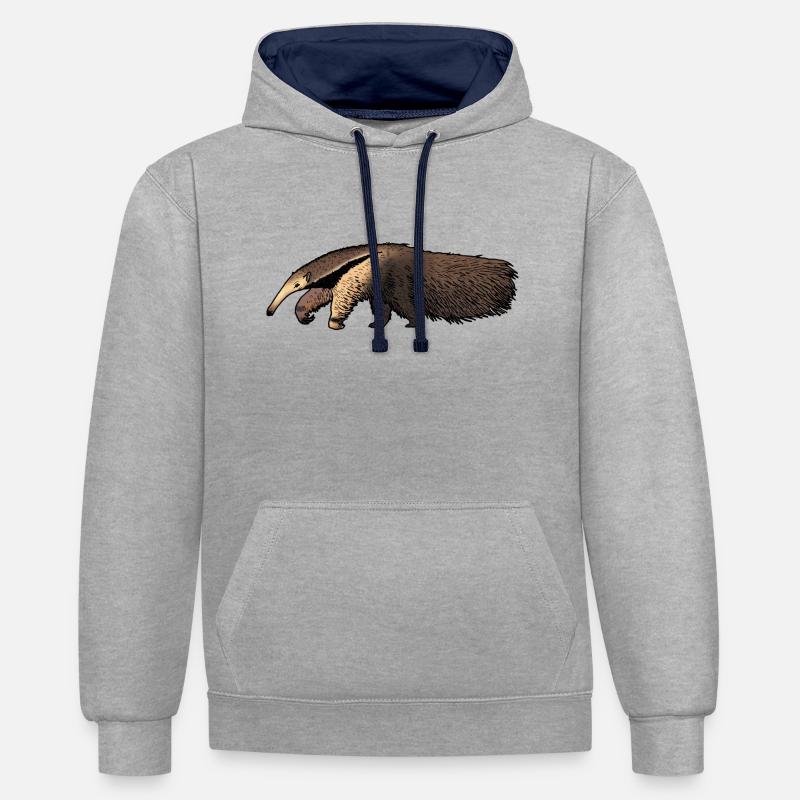 Fourmilier / Anteater 02 - Sweat à capuche contrasté - gris chiné/bleu marine