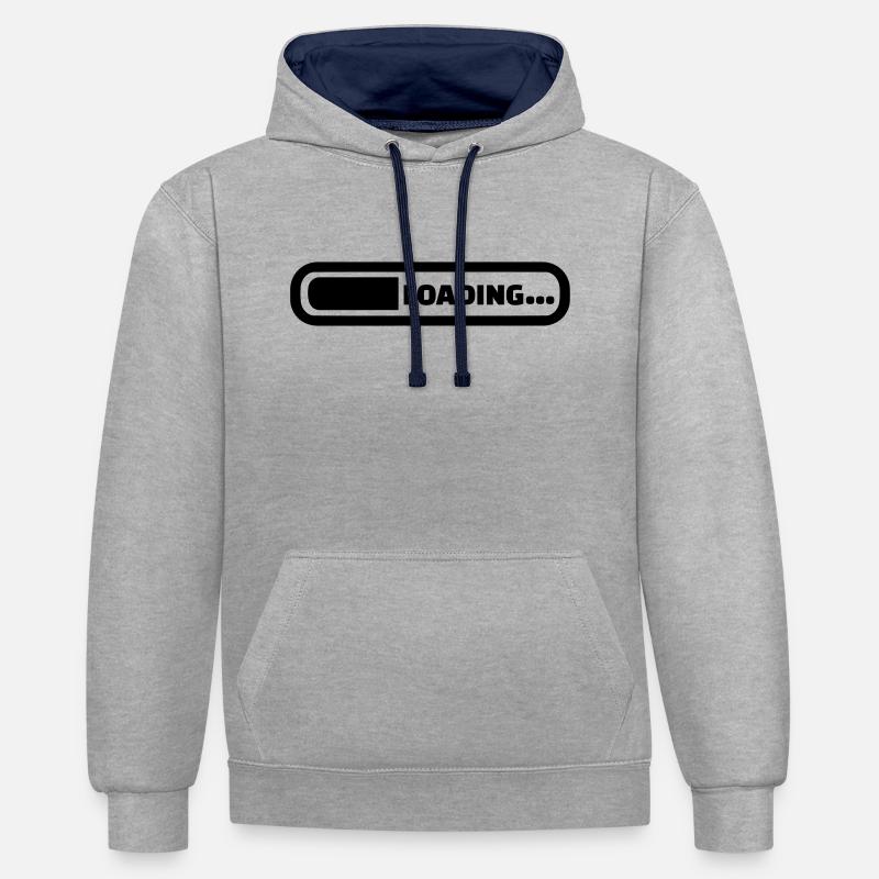 Loading - Sweat à capuche contrasté - gris chiné/bleu marine