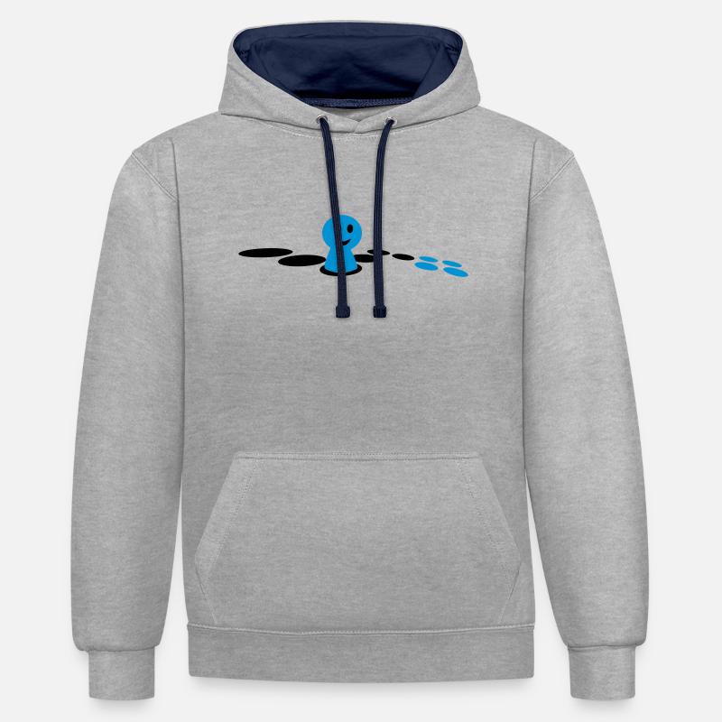 Jeu de société / jeu de société (2c) - Sweat à capuche contrasté - gris chiné/bleu marine