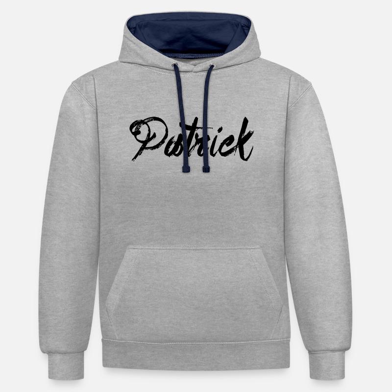 Patrick - Sweat à capuche contrasté - gris chiné/bleu marine