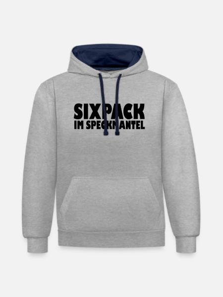 Sixpack im Speckmantel - Kontrast-Hoodie - Grau meliert/Navy
