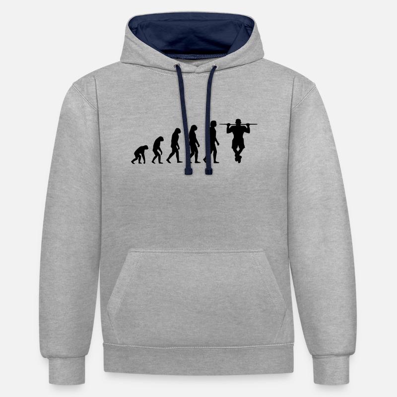 Evolution Calisthenics - Sweat à capuche contrasté - gris chiné/bleu marine