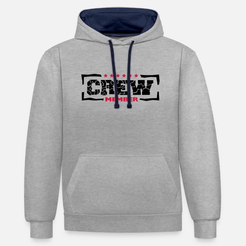 Crew Member Design - Sweat à capuche contrasté - gris chiné/bleu marine