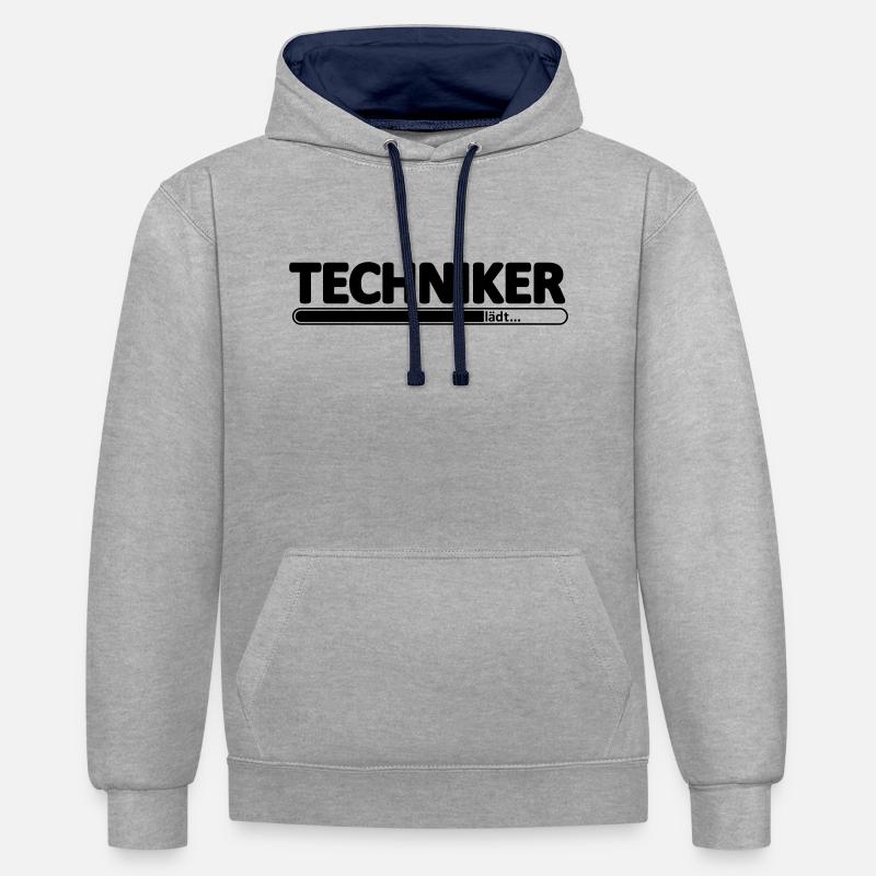 Techniker // Technikerin // Wird Techniker // lädt - Kontrast-Hoodie - Grau meliert/Navy