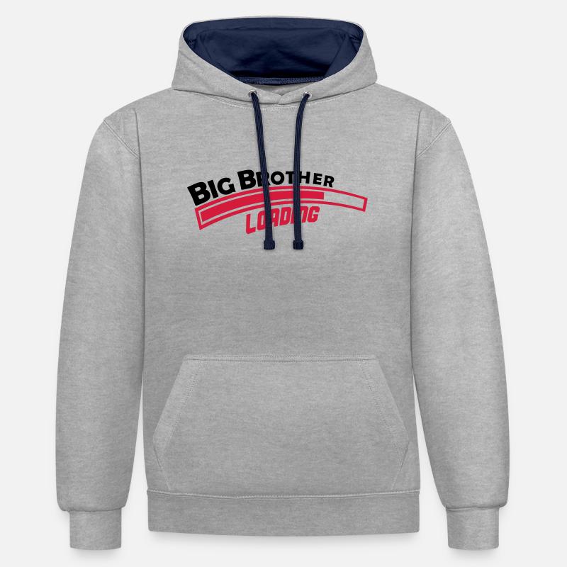big_brother_loading_002 - Sweat à capuche contrasté - gris chiné/bleu marine