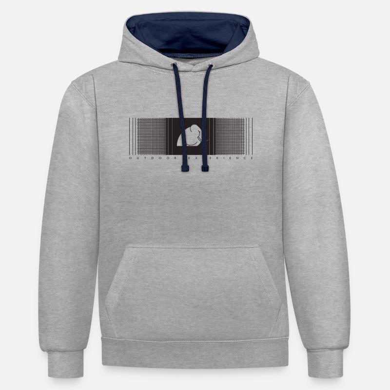 Mamood gradient check pattern - Contrast hoodie - heather grey/navy
