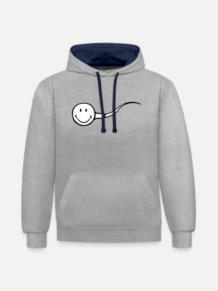 Smiley Sperm - Contrast hoodie - heather grey/navy