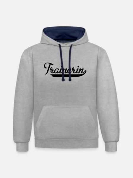 Trainerin - Kontrast-Hoodie - Grau meliert/Navy