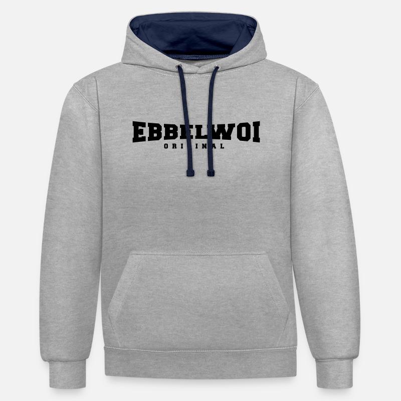 Ebbelwoi - Francfort - Bembel - Sweat à capuche contrasté - gris chiné/bleu marine