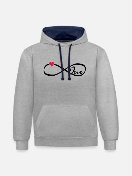 Infinity Love - Kontrast-Hoodie - Grau meliert/Navy
