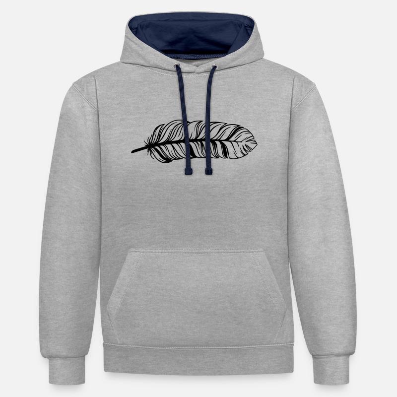 Source - Sweat à capuche contrasté - gris chiné/bleu marine