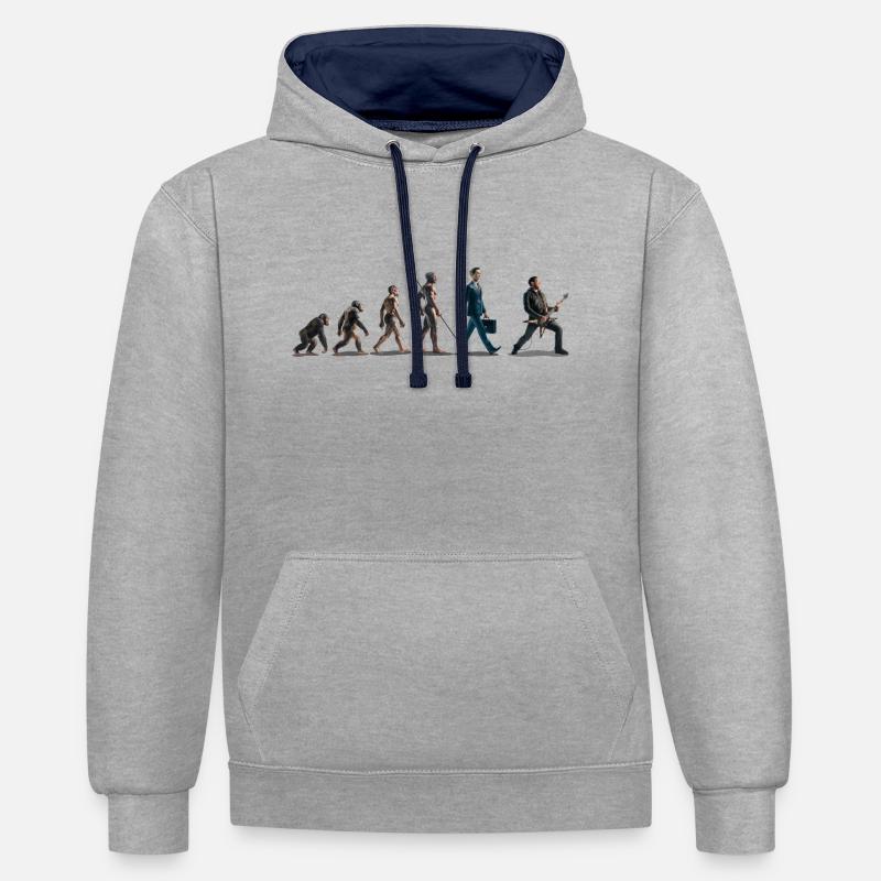 Evolution Guitariste 06 2024 4 - Sweat à capuche contrasté - gris chiné/bleu marine