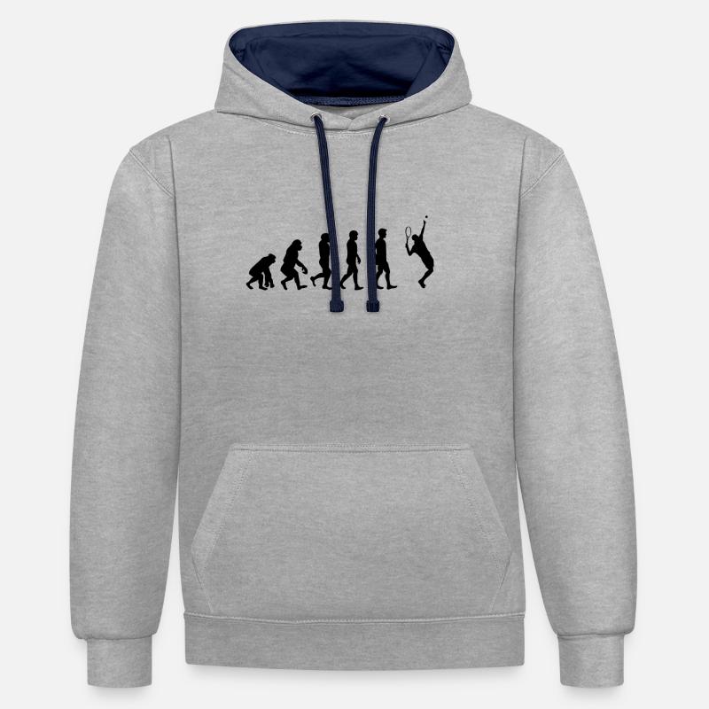 Evolution Tennis - Sweat à capuche contrasté - gris chiné/bleu marine