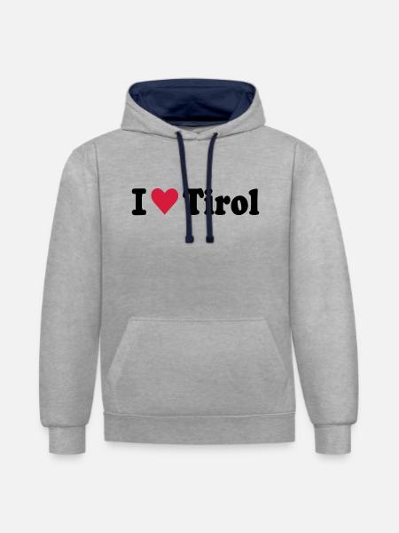 Tirol - Kontrast-Hoodie - Grau meliert/Navy