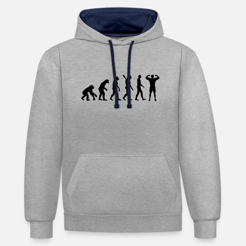Evolution Bodybuilding - Contrast hoodie - heather grey/navy