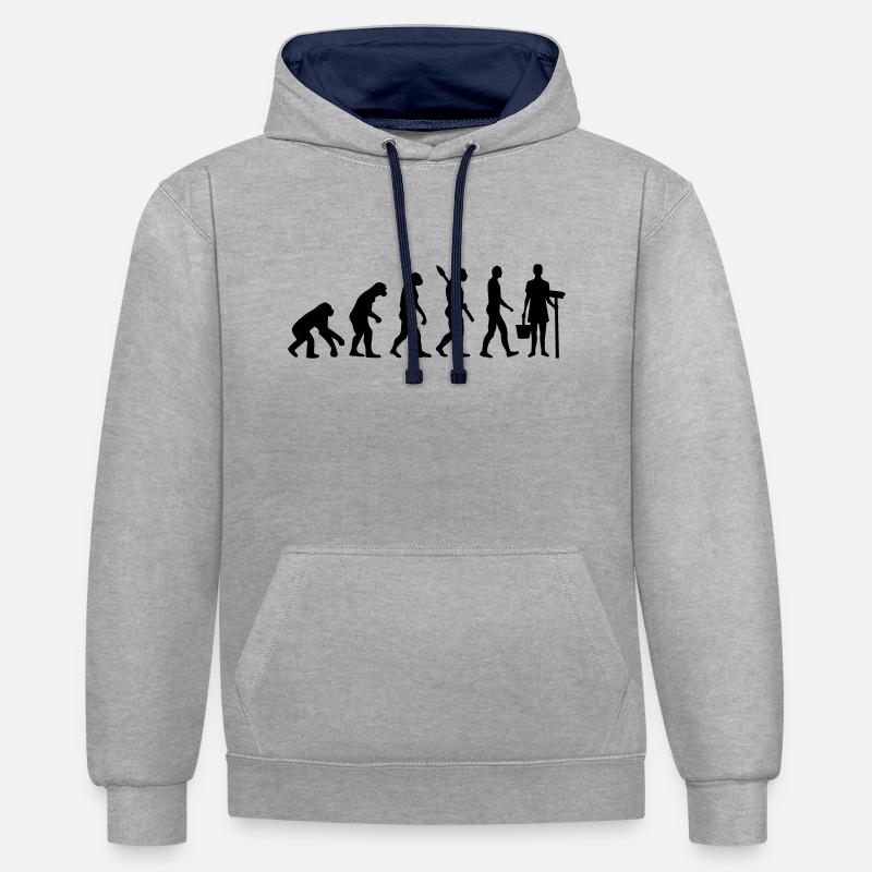 Évolution Femme de ménage - Sweat à capuche contrasté - gris chiné/bleu marine
