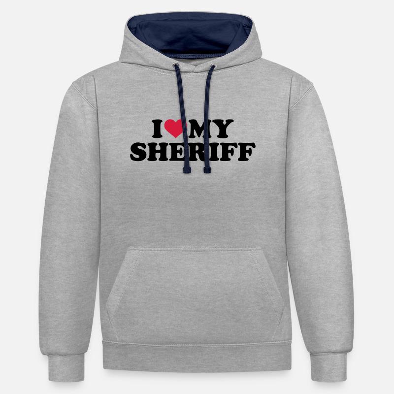 Sheriff - Sweat à capuche contrasté - gris chiné/bleu marine