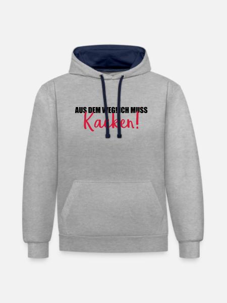 aus dem weg kacken - Kontrast-Hoodie - Grau meliert/Navy