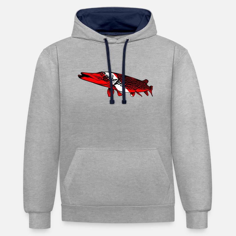 Pike par Scuba.Style - Sweat à capuche contrasté - gris chiné/bleu marine