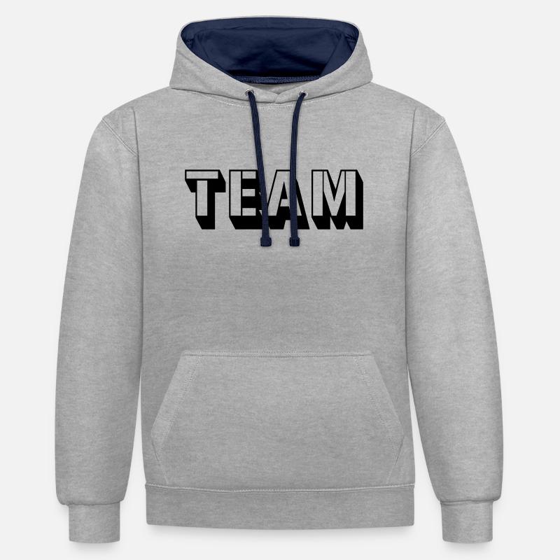 Équipe 1 - Sweat à capuche contrasté - gris chiné/bleu marine