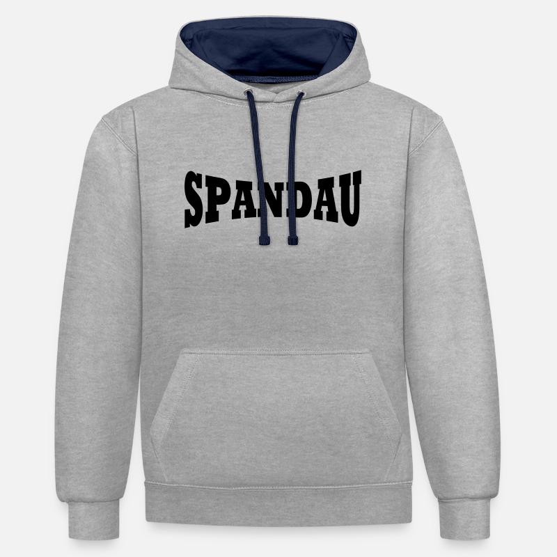 Spandau lettrage - Sweat à capuche contrasté - gris chiné/bleu marine
