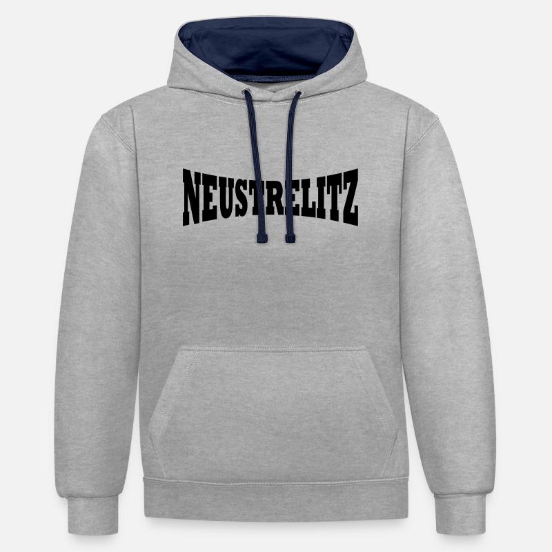 Neustrelitz Schiftzug - Sweat à capuche contrasté - gris chiné/bleu marine