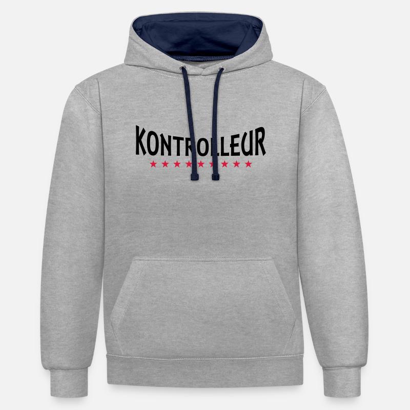 Controller + Dein Text - Sweat à capuche contrasté - gris chiné/bleu marine