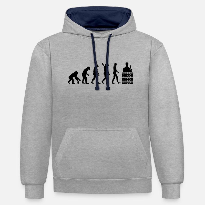 Évolution Maçon - Sweat à capuche contrasté - gris chiné/bleu marine