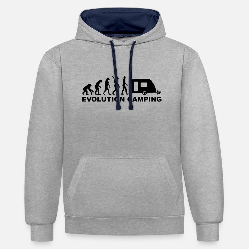 Evolution Camping - Kontrast-Hoodie - Grau meliert/Navy