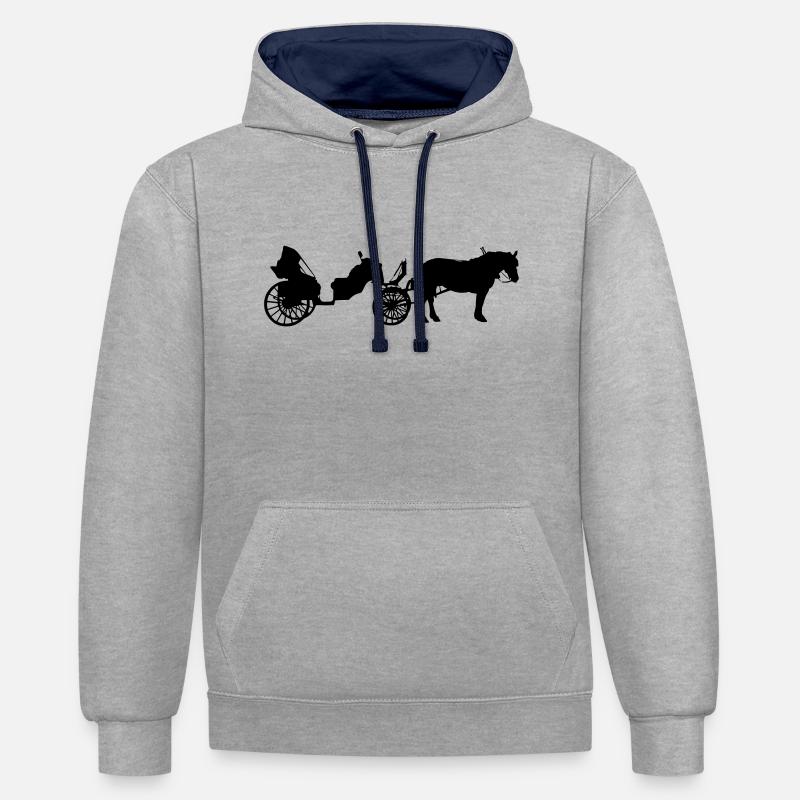 Calèche à cheval - Sweat à capuche contrasté - gris chiné/bleu marine