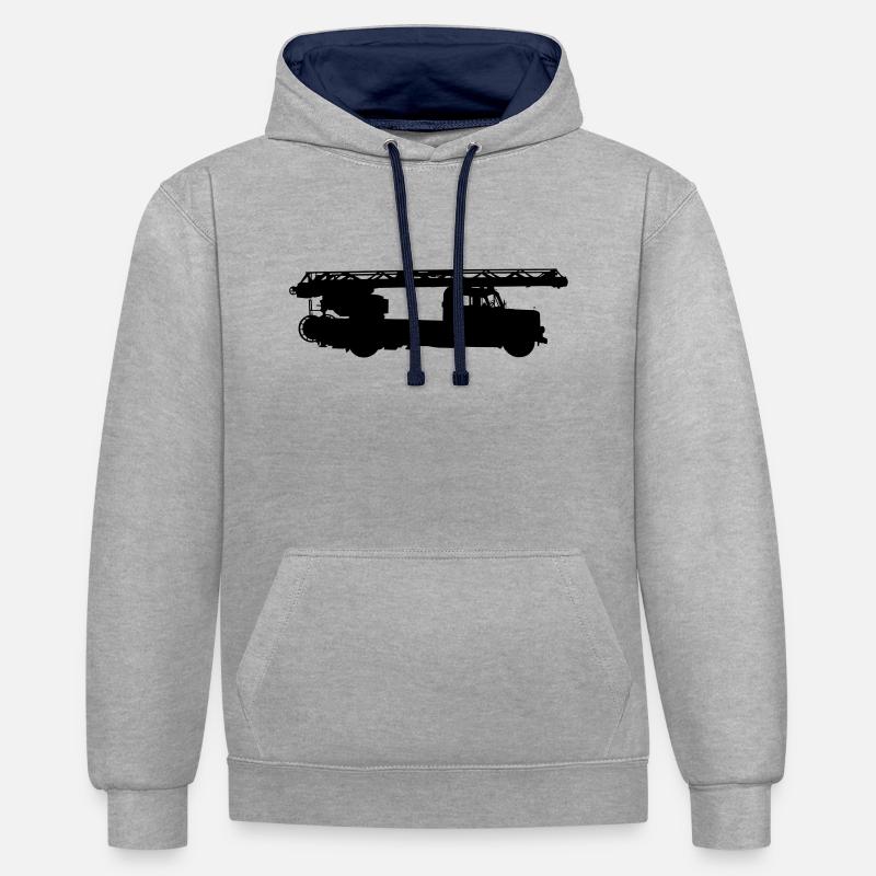 Chef de tournage pompiers - Sweat à capuche contrasté - gris chiné/bleu marine