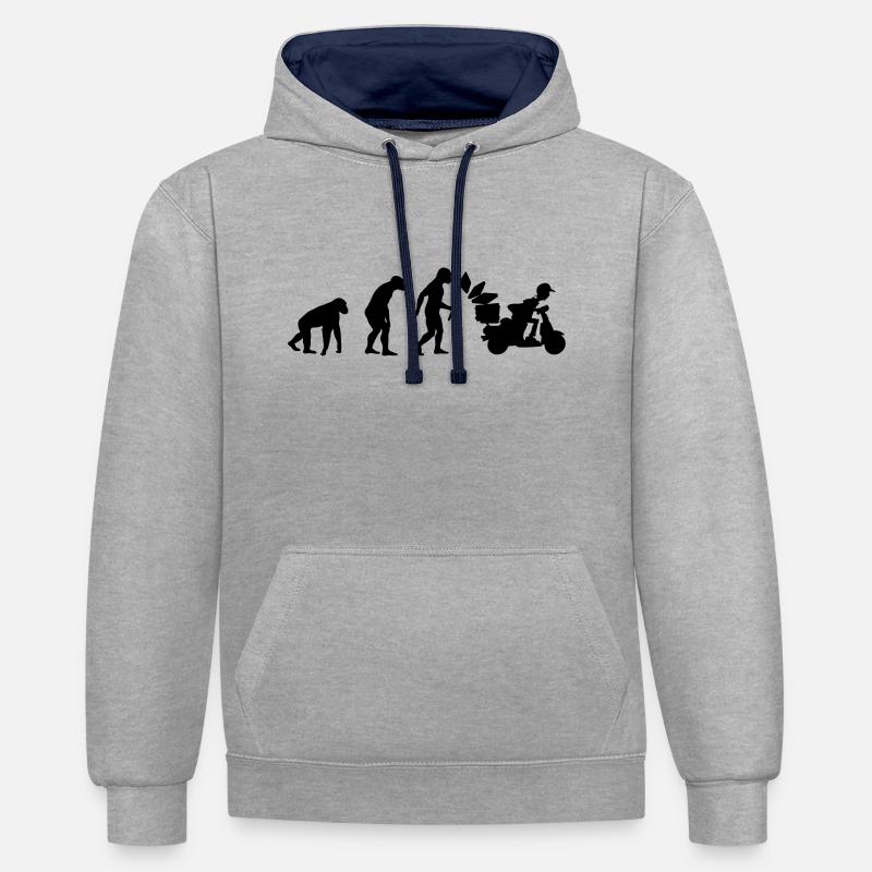 Pizza Delivery Man Evolution - Kontrast-Hoodie - Grau meliert/Navy