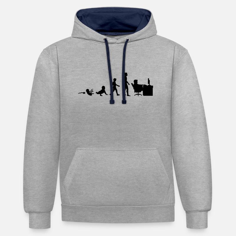 viva_la_evolution__geek_1__f1 - Sweat à capuche contrasté - gris chiné/bleu marine