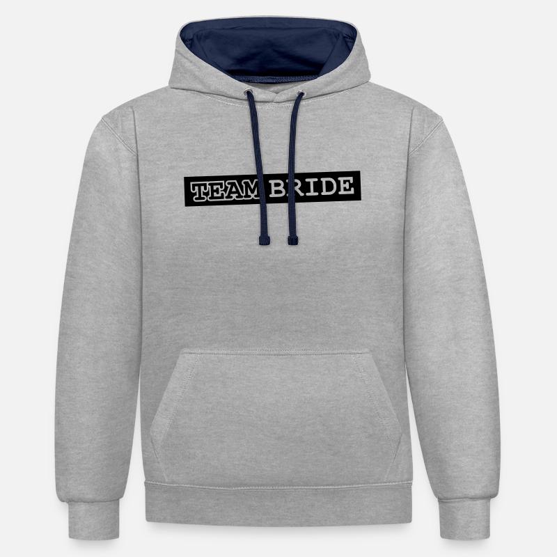 Team Bride Design - Sweat à capuche contrasté - gris chiné/bleu marine