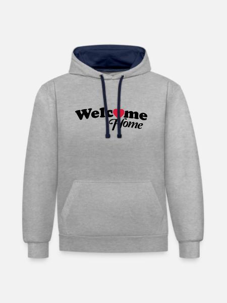 welcome_home_f2 - Kontrast-Hoodie - Grau meliert/Navy