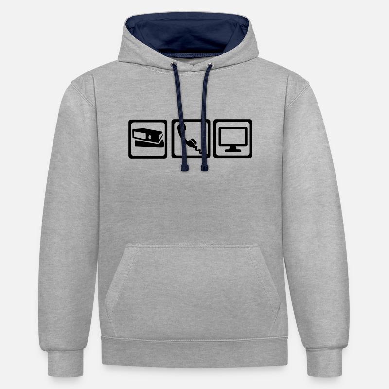 Bureau - Sweat à capuche contrasté - gris chiné/bleu marine