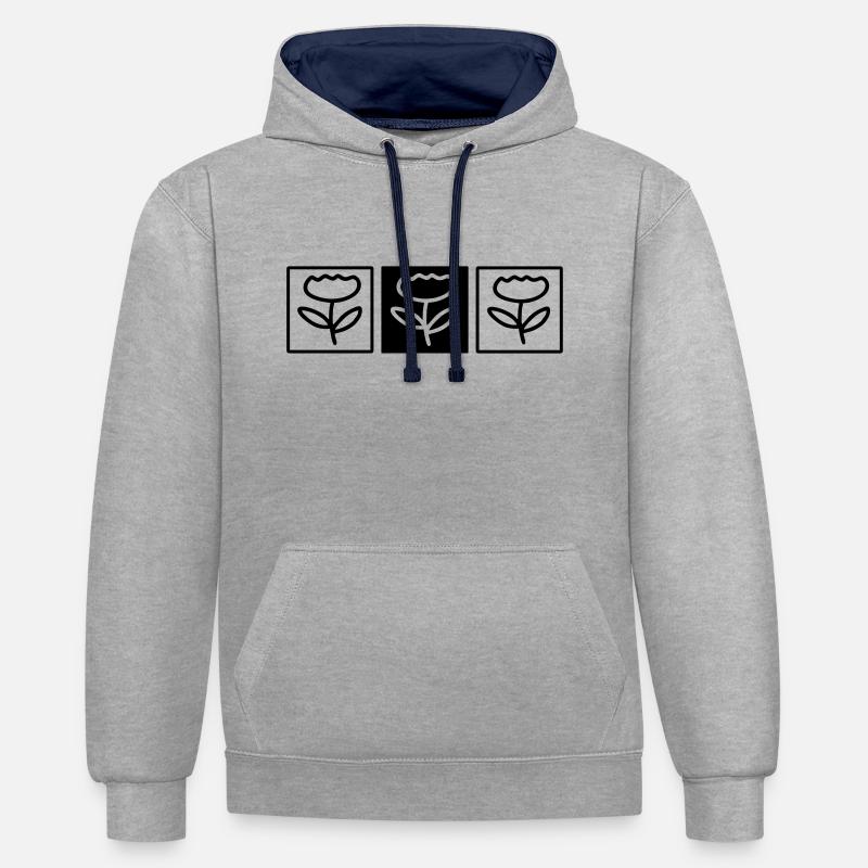 Gärtner Blumen - Kontrast-Hoodie - Grau meliert/Navy