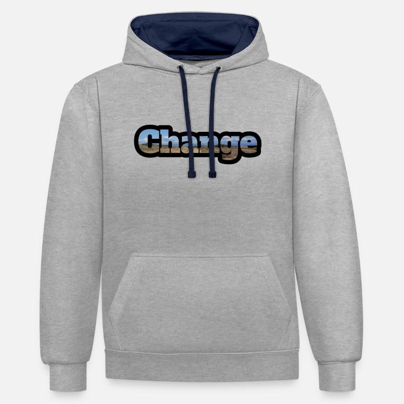 Changer - Sweat à capuche contrasté - gris chiné/bleu marine