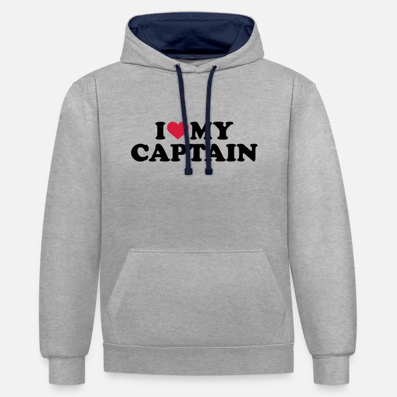 Capitaine - Sweat à capuche contrasté - gris chiné/bleu marine