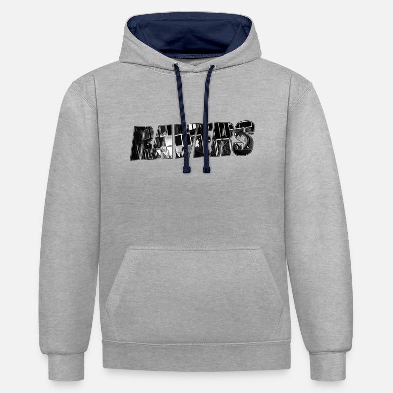 Ravers N4B - Sweat à capuche contrasté - gris chiné/bleu marine