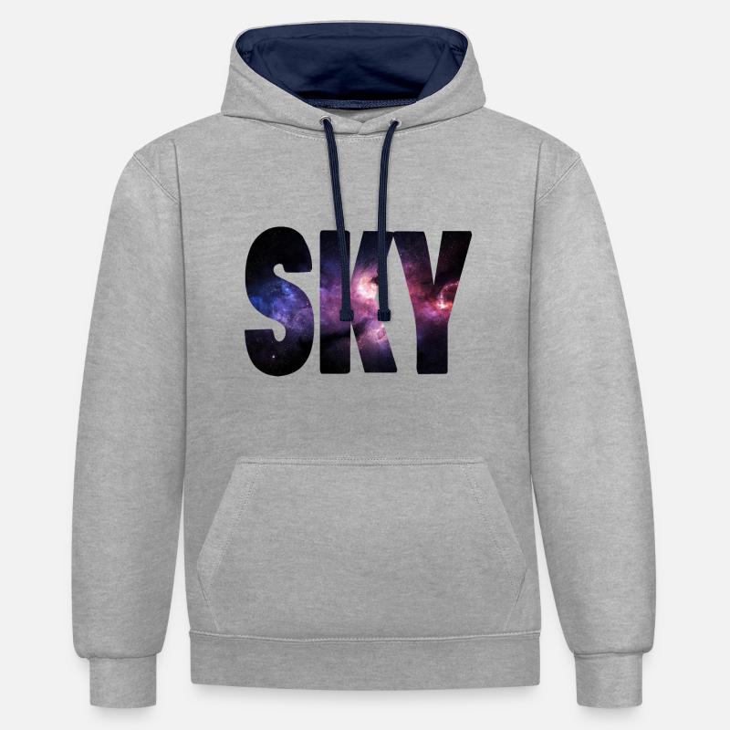 CIEL - Sweat à capuche contrasté - gris chiné/bleu marine