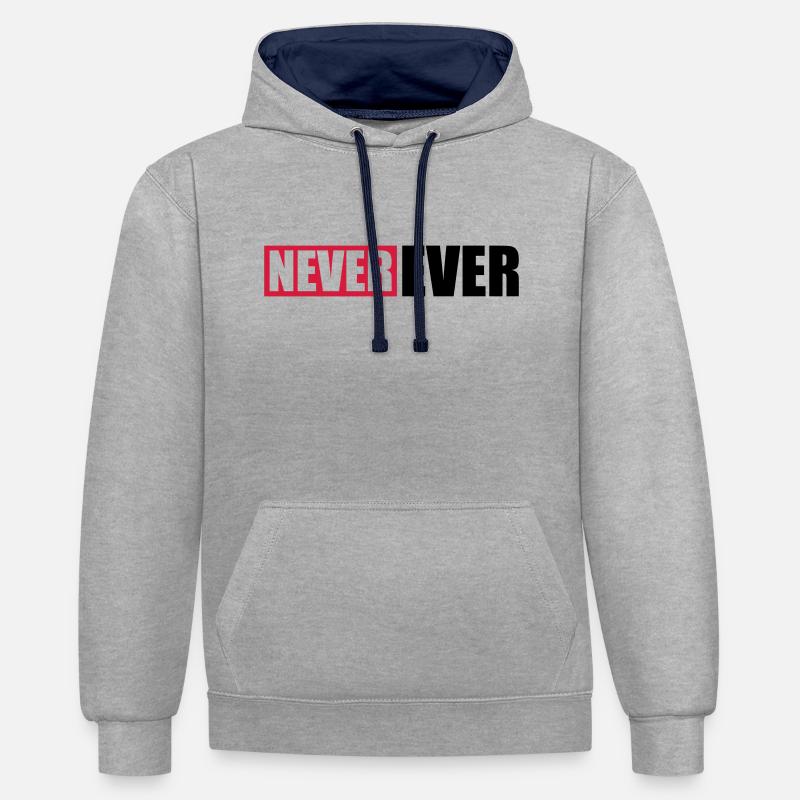 Balken Never Ever - Kontrast-Hoodie - Grau meliert/Navy