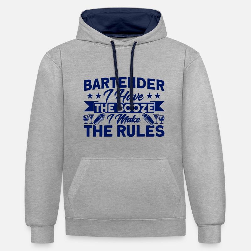 Kellner Service Barkeeper Geschenk - Kontrast-Hoodie - Grau meliert/Navy