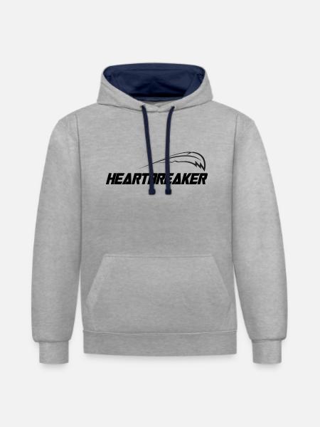 HEARTBREAKER - Kontrast-Hoodie - Grau meliert/Navy